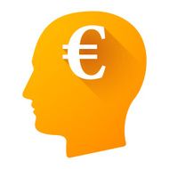 Male head icon with an euro sign