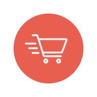 Fast delivery shopping cart thin line icon
