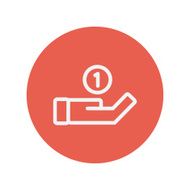 Hand and coin thin line icon