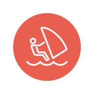 Wind surfing thin line icon