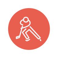 Moving hockey player thin line icon