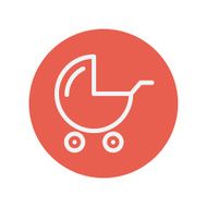 Baby stroller thin line icon