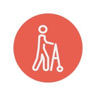 Disabled person with walker thin line icon