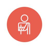 Injured man with bandages this line icon