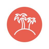 Two palm trees thin line icon