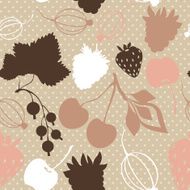 Vector pattern with decorative berries in retro colors