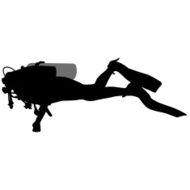 Black silhouette scuba divers Vector illustration