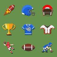 American football flat icons set