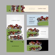 Business cards design green village N2