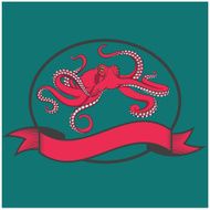 Color vector images of red octopus