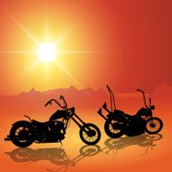 Motorcycles at sunset