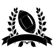 Black silhouette of an American football ball with laurel wreath