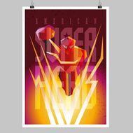 Superhero in action Flying figure Poster layout
