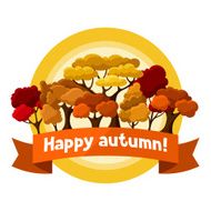 Autumn background design with abstract stylized trees