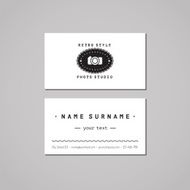 Photo studio business card design concept Logo-badge with photo camera