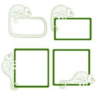 Set of icons with green chameleon
