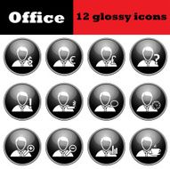 Set of business people glossy icons