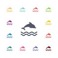 dolphin flat icons set