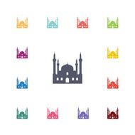 mosque flat icons set
