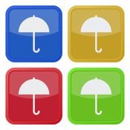 set of four square icons with umbrella