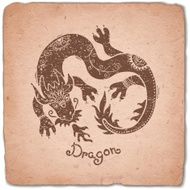 Dragon Chinese Zodiac Sign Horoscope Vintage Card