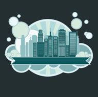 City silhouette sticker illustration