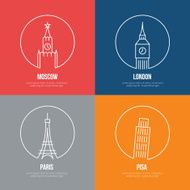 Vector landmarks line art posters