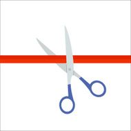 Scissors cut the red ribbon icon N2