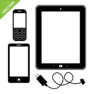 Smart phone mobile and tablet silhouette vector