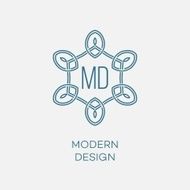 Vector geometric frame in mono line style Monogram design element N44