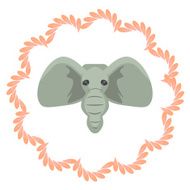 Elephant head vector cartoon illustartion Grey african mammal