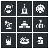 Russian food attraction industry icons set Vector Illustration