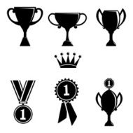 vector black trophy and awards icons set