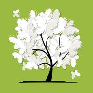 Art tree with butterflies for your design