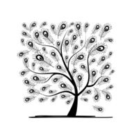 Art tree with peacock feather for your design N10