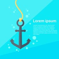 Anchor Under Blue Ocean Water Flat Vector