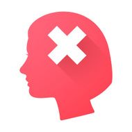 Female head icon with an &quot;x&quot; sign