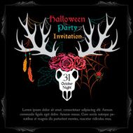 Halloween invitation card with fairytale scene