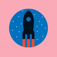 Retro cartoon rocket icon