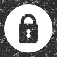 grunge gray circle icon - closed padlock