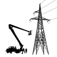Electrician making repairs at a power pole Vector illustration N4