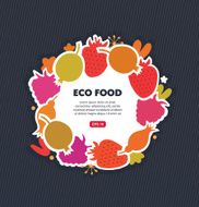 Organic round sticker with berries set