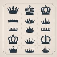 Vector illustration with crowns Black and white