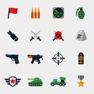 Military and war icons flat N2