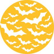 Yellow moon with bats