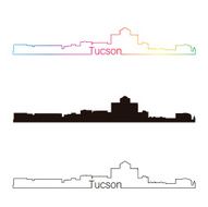 Tucson skyline linear style with rainbow