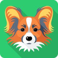dog Chinese Crested icon flat design