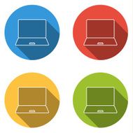 Collection of 4 isolated flat buttons for notebook (pc