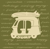 Silhouette of tuk and surfboards Surf poster