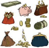 vector illustration silhouettes of money